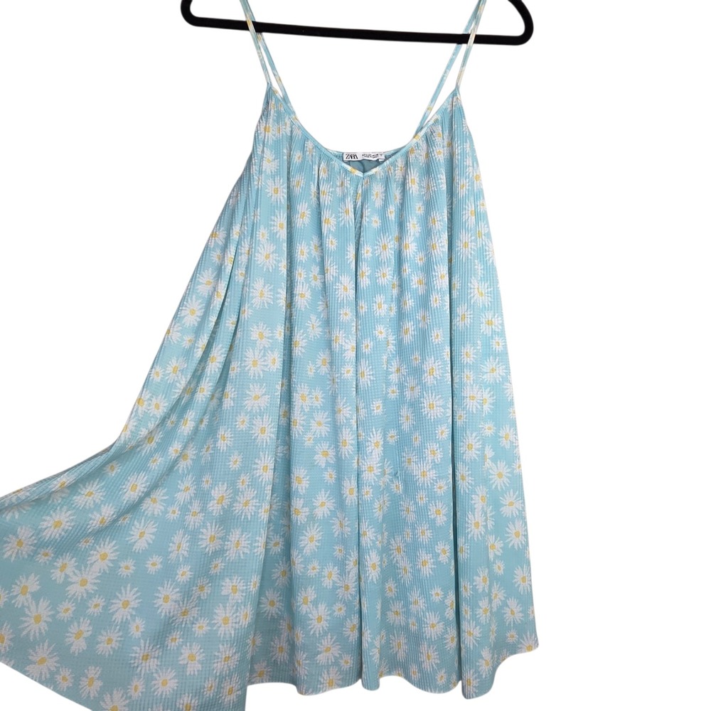 Zara Womens Blue Floral Mini Dress Size Small‎ Daisy Cottagecore Sundress Twee